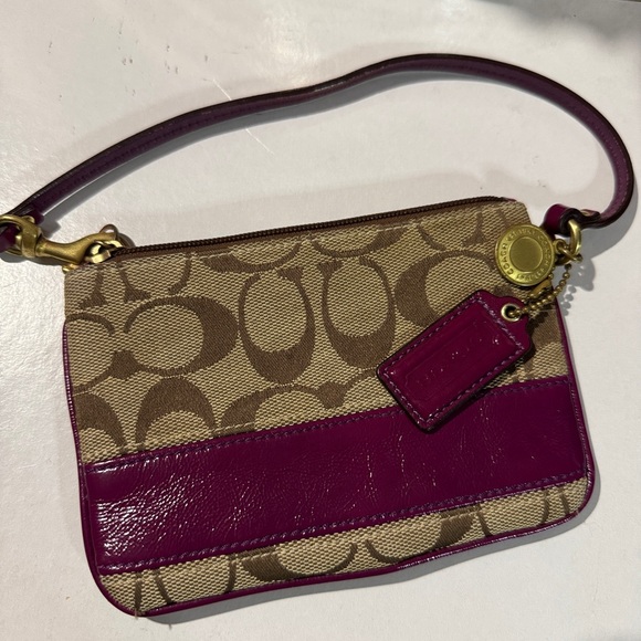 Coach Colorful Striped Pouch with Purple Label legacy wristlet - Picture 2 of 8